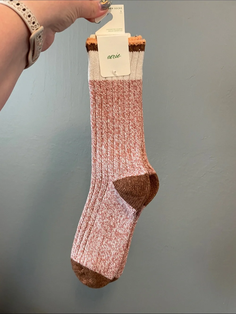 AERIE Marled Pink Crew Socks - NWT